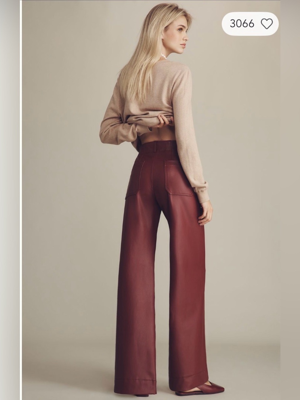 Anthropologie NEW Colette Faux Leather Full-length Wide-Leg Pants 32 fall chic